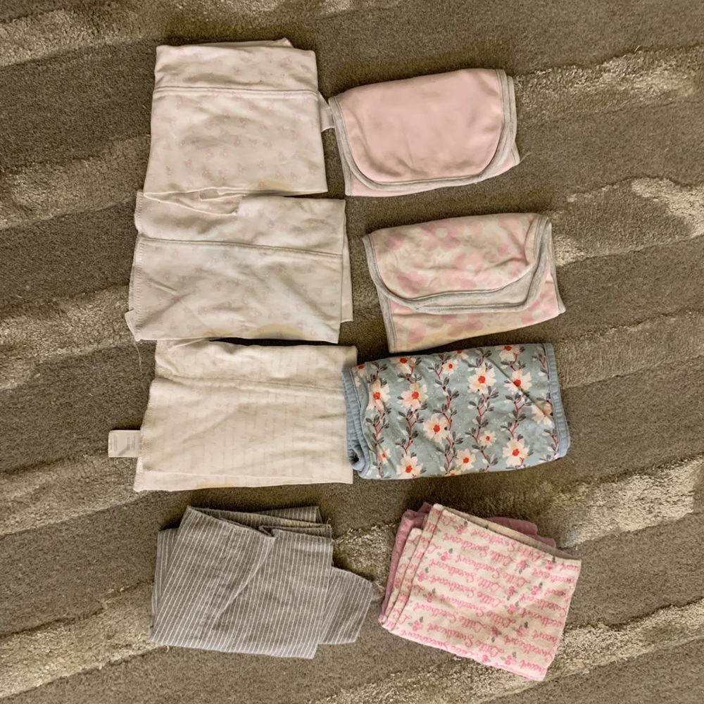 Infant girl princess crown towel and burp cloths (8 total) , Burt’s Bees brands